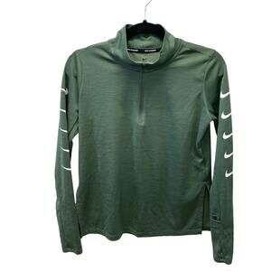Nike Running Repeat Swoosh Green Dri Fit Half Zip Size Small